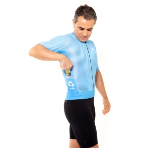 Camisa Ciclismo Masculina Aero Listras Azul Claro