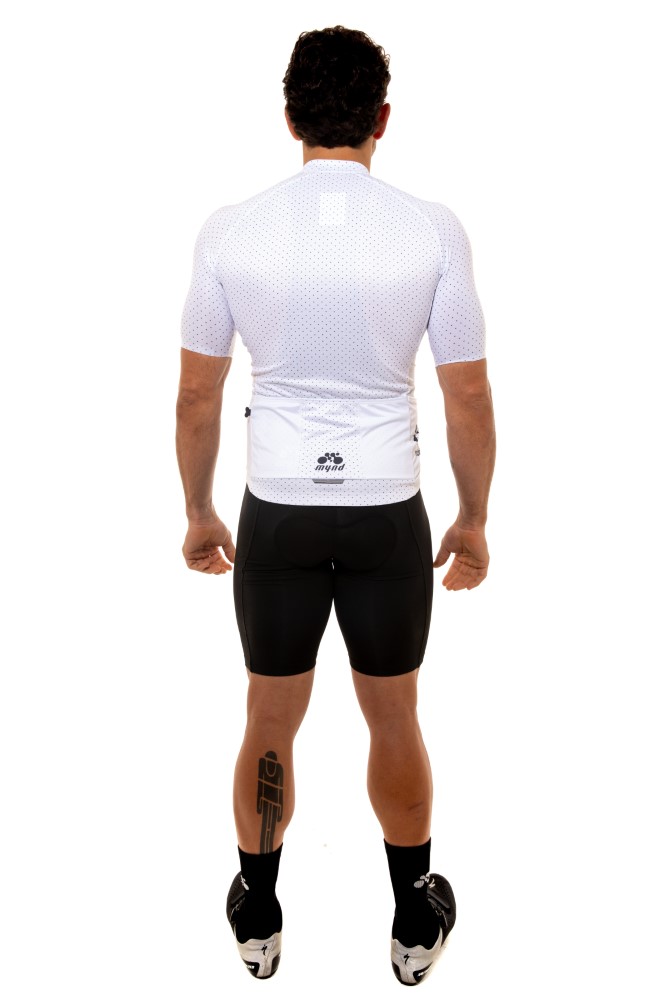 Camisa Ciclismo Masculina Basic Bolinhas Branco