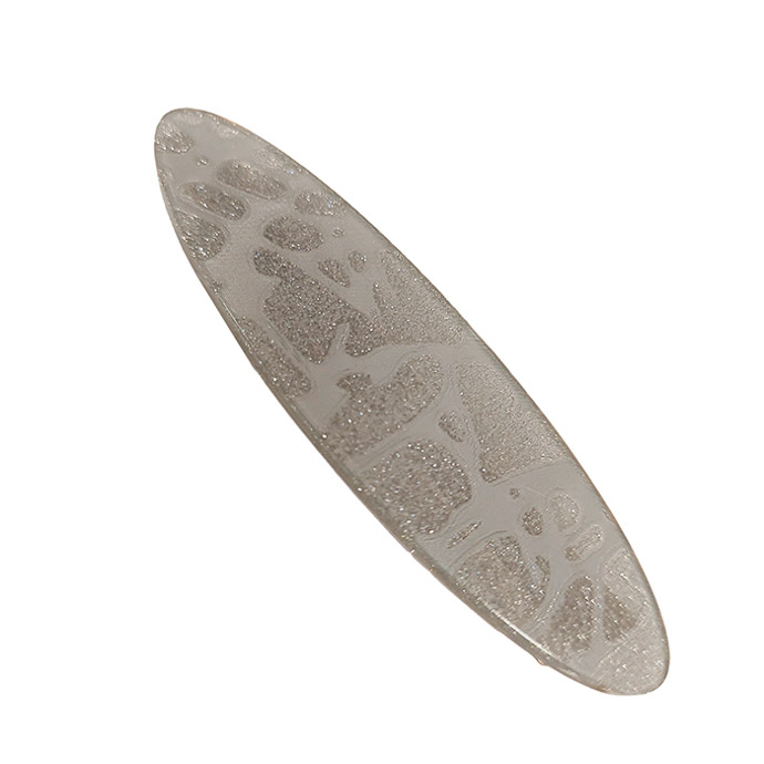 Presilha em Resina Oval Detalhe de Onça Glitter Cinza