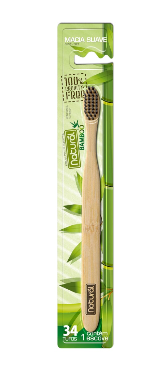 Escova de Bambu Cerdas Carvão Ativado Orgânico Natural  - Mercanatu - Produtos Veganos e Naturais