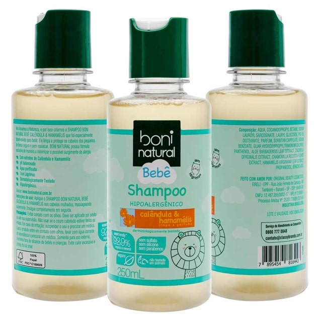 Shampoo Hipoalergênico Bebê Boni Natural 250ml  - Mercanatu - Produtos Veganos e Naturais
