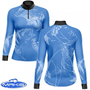 Camisa De Pesca Feminina  Baby Look com Proteção Solar Uv50 Makis Fishing MF-04