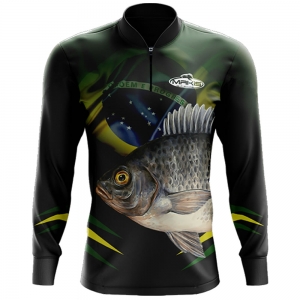 Camisa De Pesca Proteção Uv50 Makis Fishing Coleção Brasil Tilapia MK-32 Lançamento