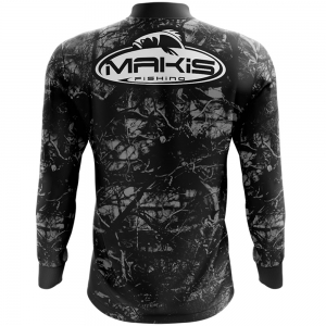 Camisa Esportiva Com Uv50 Makis Fishing Camuflada Preta MK-13