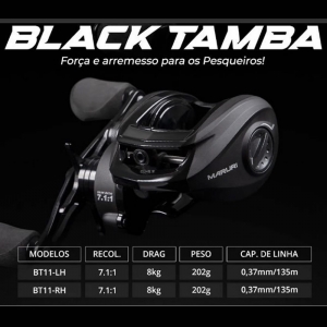 Carretilha Maruri Black Tamba Drag 8Kg Peso 202g Recolhimento 7:1.1