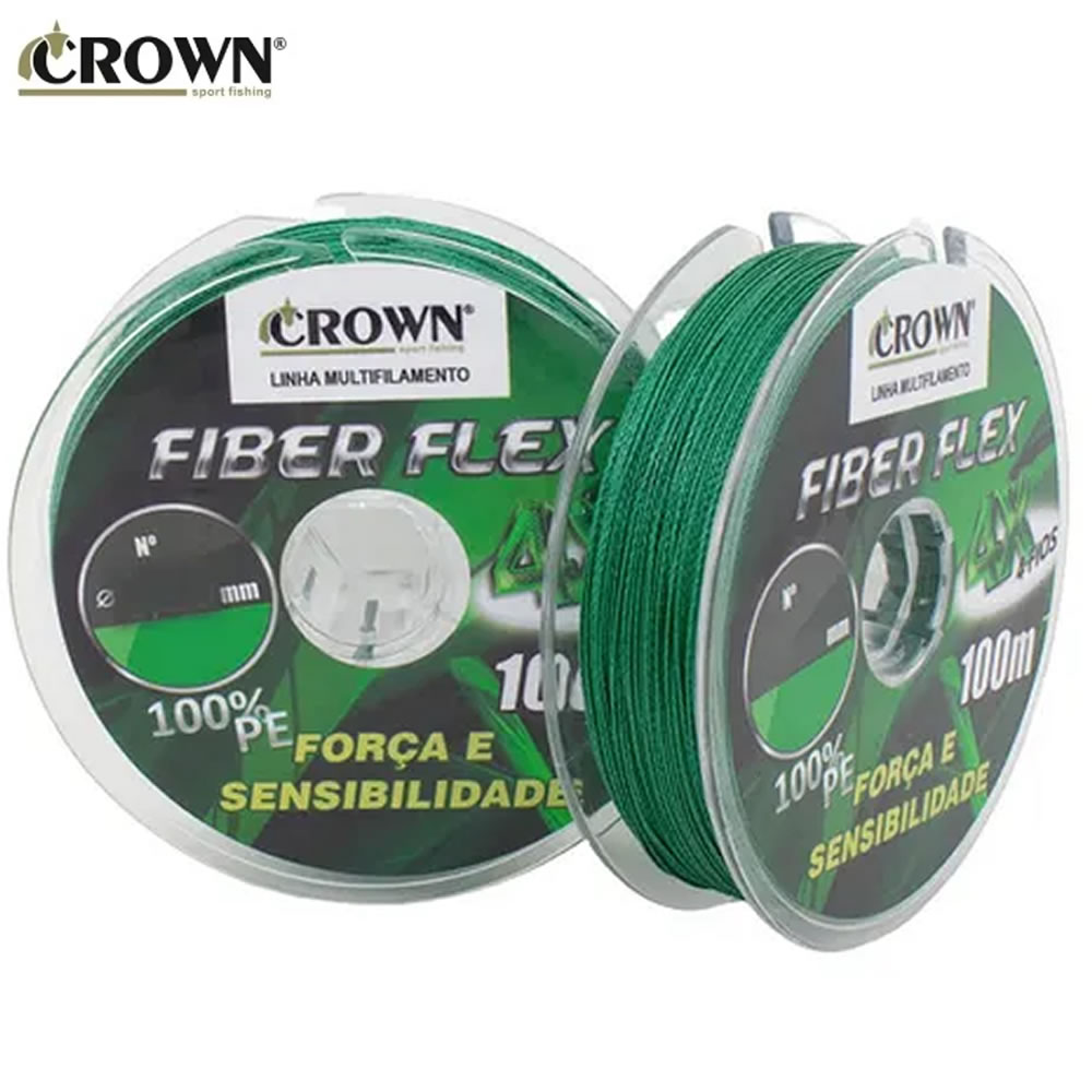 Linha Crown Multifilamento Fiber Flex 0,33mm 60lbs 100% PE 4X 100mts Verde