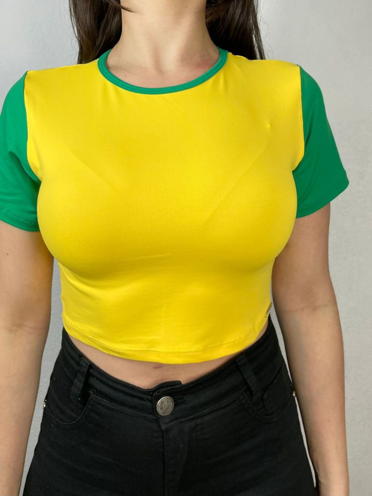 Cropped Amarelo com Verde Brasil