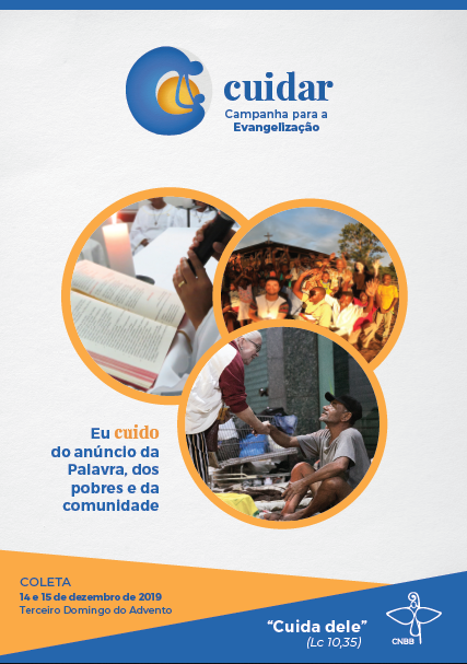 Cartaz Campanha para Evangelização - cuidar: Eu cuido do anúncio da Palavra, dos pobres e da comunidade