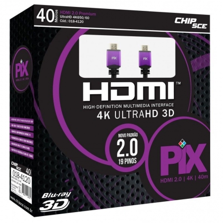 CABO HDMI 2 0 PREMIUM 40 METROS 4K ULTRAHD 19P PIX 018 4120