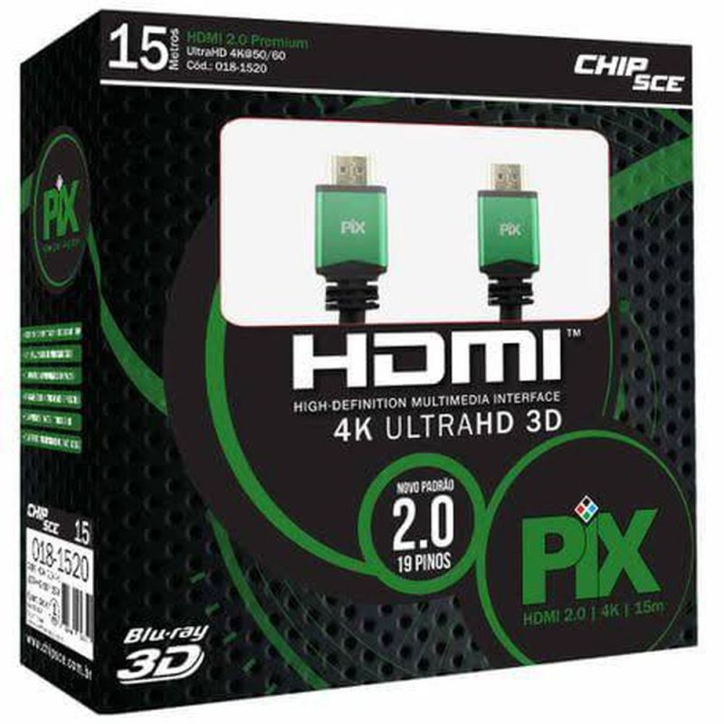 CABO HDMI 2 0 PREMIUM 15 METROS 4K ULTRAHD 19P PIX 018 1520