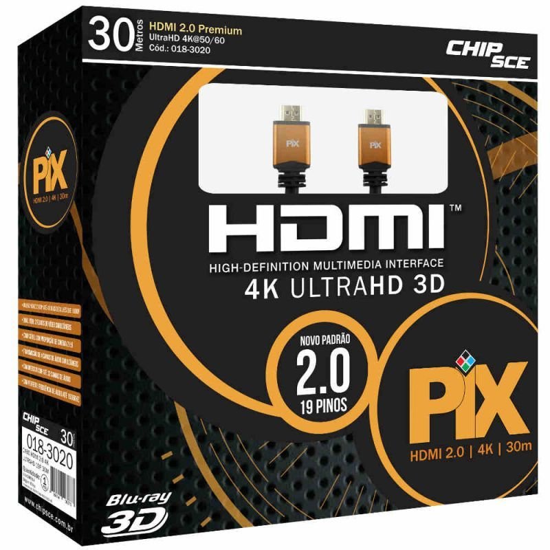 CABO HDMI 2 0 PREMIUM 30 METROS 4K ULTRAHD 19P PIX 018 3020