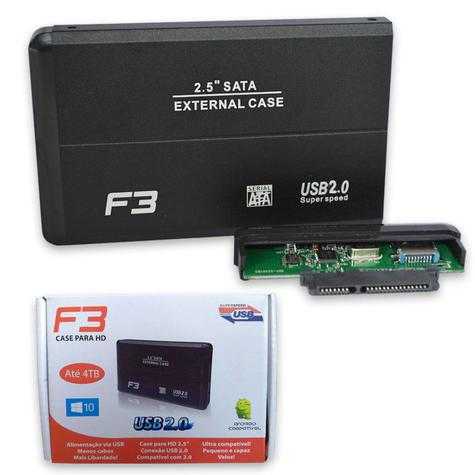 GAVETA EXTERNA USB 2 0 HD 2 5 PRETO F3 CS U2