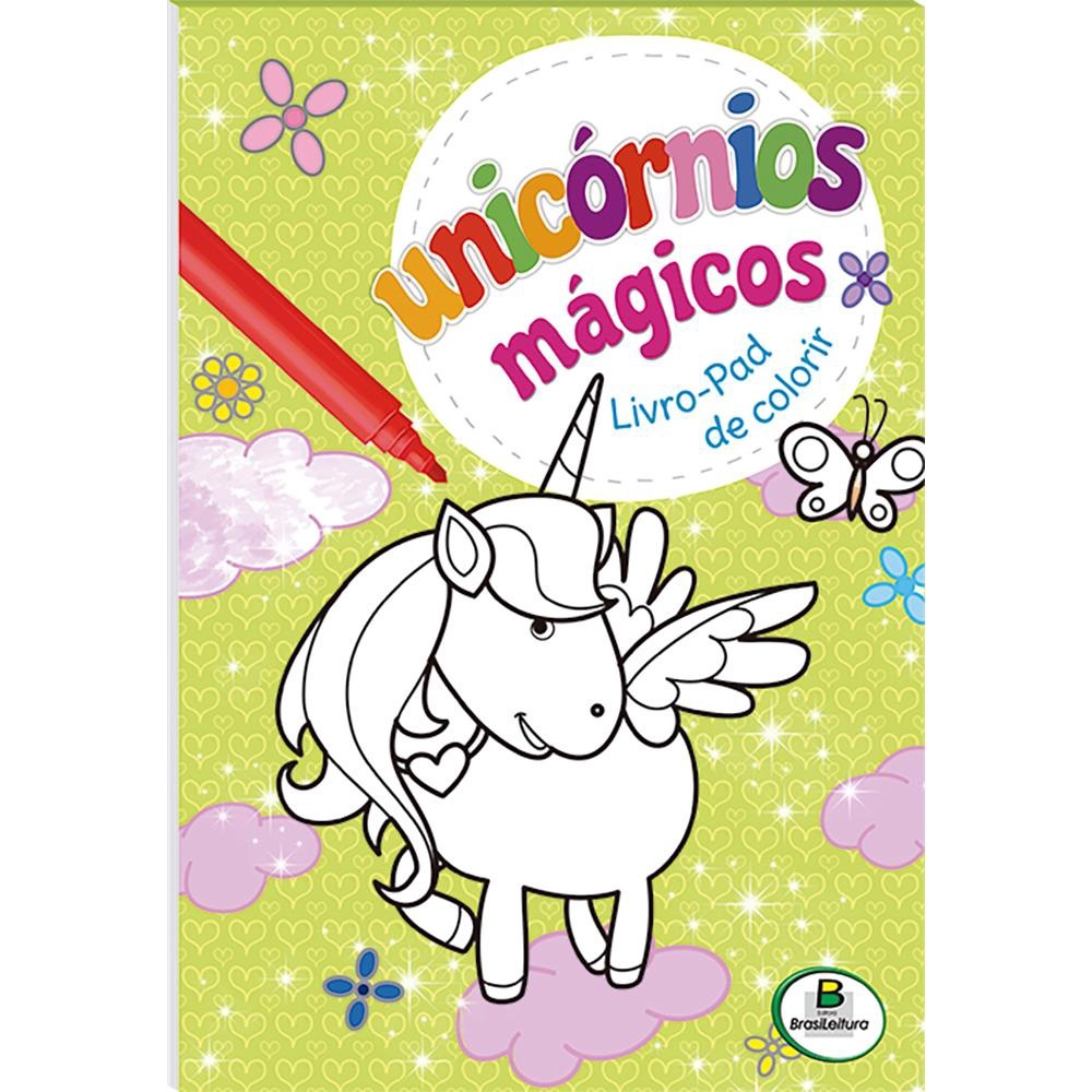 Livro Pad De Colorir Verde Unicornios Mágicos