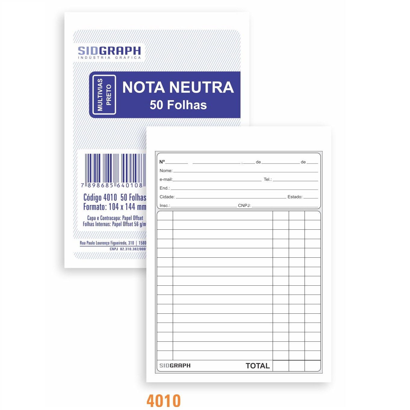 Nota Neutra 50 Folhas 1 Via (20 Blocos)