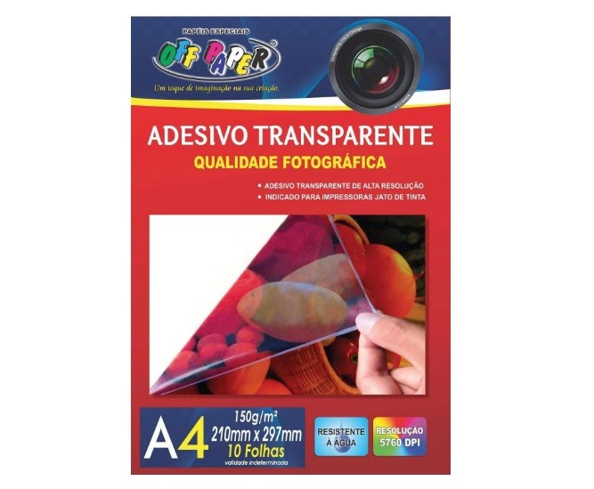 Papel Fotografico Adesivo A4 150g Transparente - Off Paper