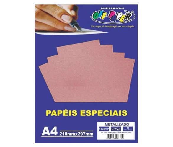 Papel Metalizado A4 ROSA 150g - Off Paper