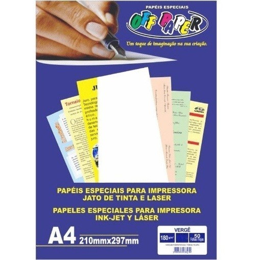 Papel Verge A4 SALMÃO 180g - Off Paper