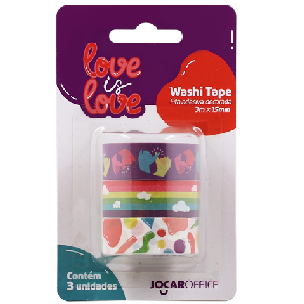 Washi Tape Love Is Love Abstrato 15mmx3m 3 Und Jocar Office