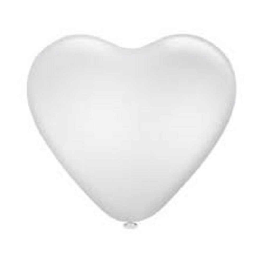 Balão Bexiga Coração Nº 6 Latex Branco Pic Pic C/ 50un