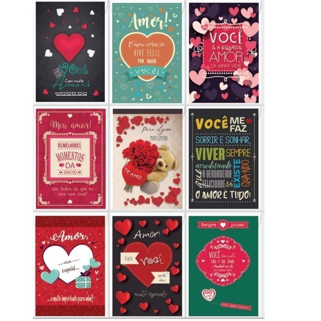 Cartão de Mensagem Romantica - Bello Cards (27 Unidades)