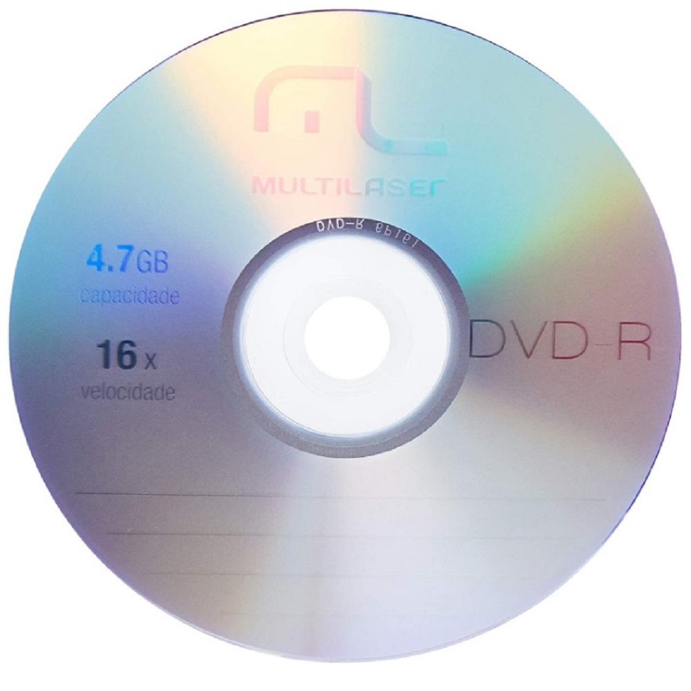 Mídia DVD-R gravável 4.7gb 120min 16x DV061 Multilaser PT (50 Unidades)