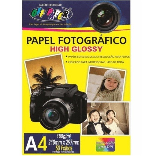 Papel Fotográfico A4 High Glossy 180g - Off Paper