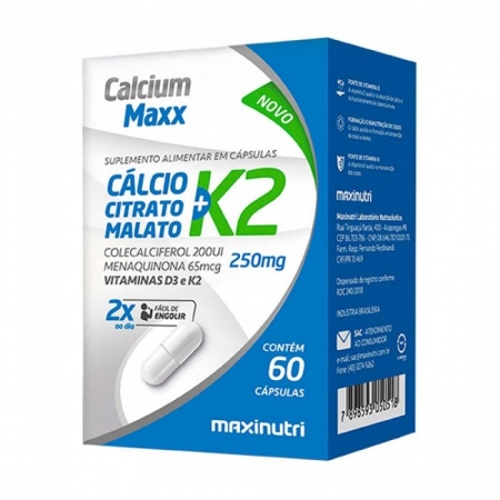 Calcium Maxx Vit D + Cálcio + Vit K Maxinutri 60 cápsulas