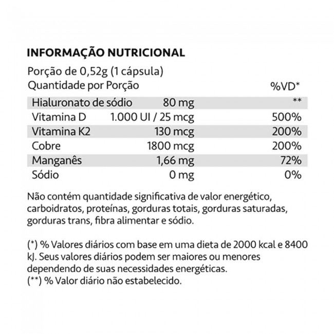 Hialucart Ácido Hialurônico Maxinutri 60 cápsulas
