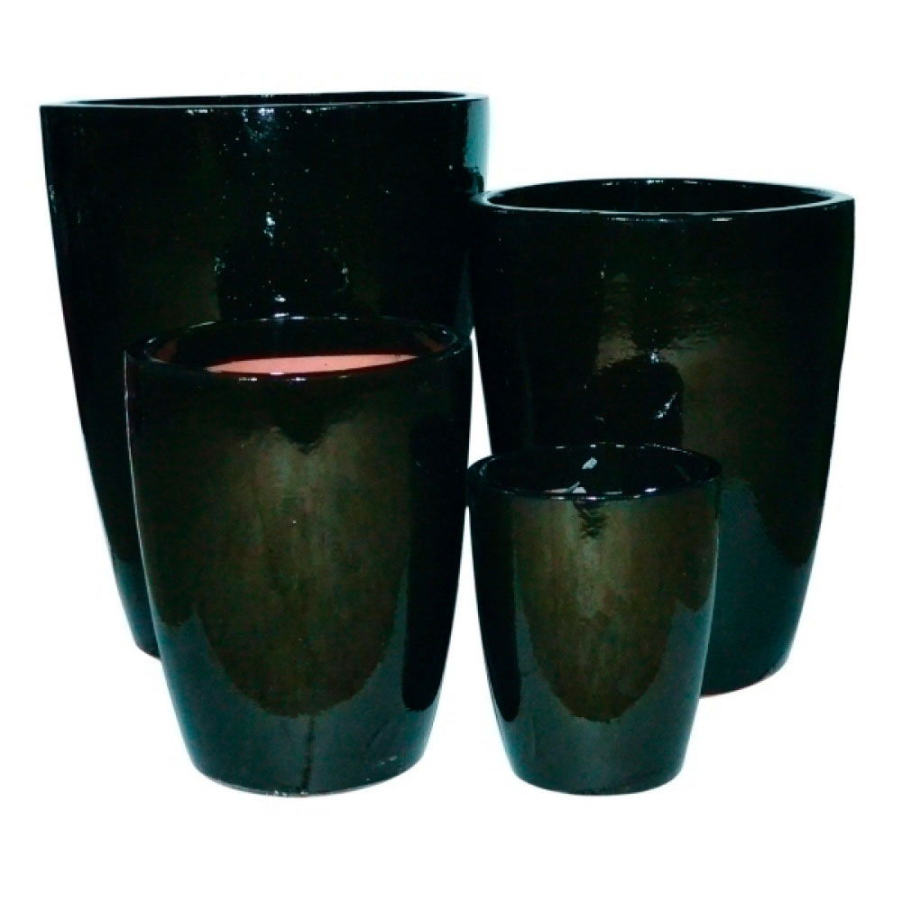 Conjunto Vasos Berlim Cerâmica Vietnamita Preto 4 peças