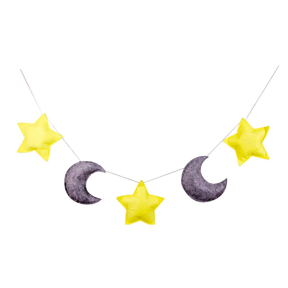 Decoração de Parede Estrelas e Luas Cinza e Amarelo