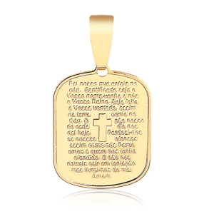 Pingente Medalha de Oração Pai Nosso Banhada A Ouro 18k