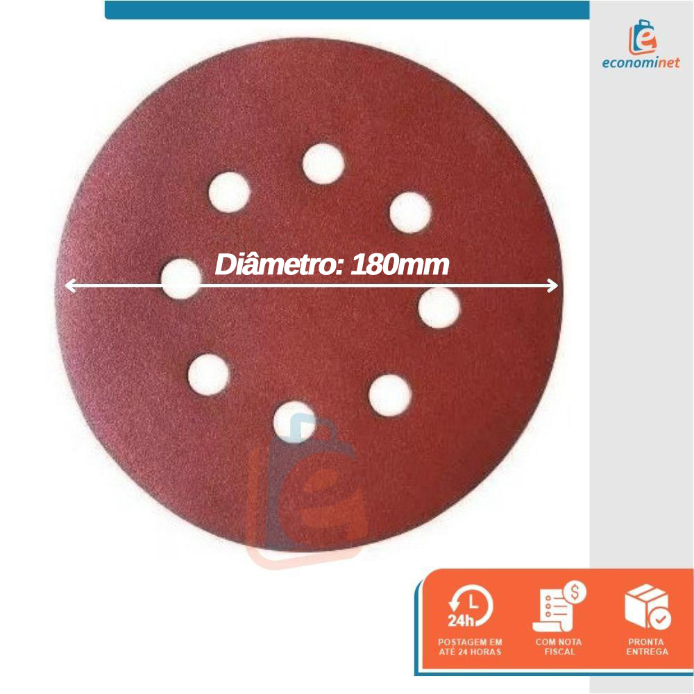 Disco de Lixa Velcro Vermelho 180mm Grão 100 - Starfer