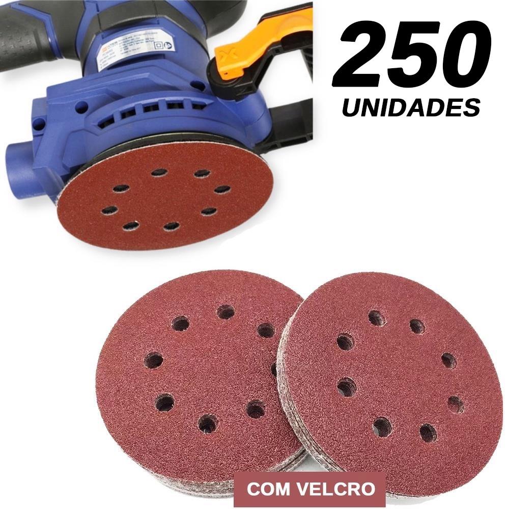 Kit 250 Disco De Lixa Velcro Ferro 125mm Starfer 60/100/120/150/180