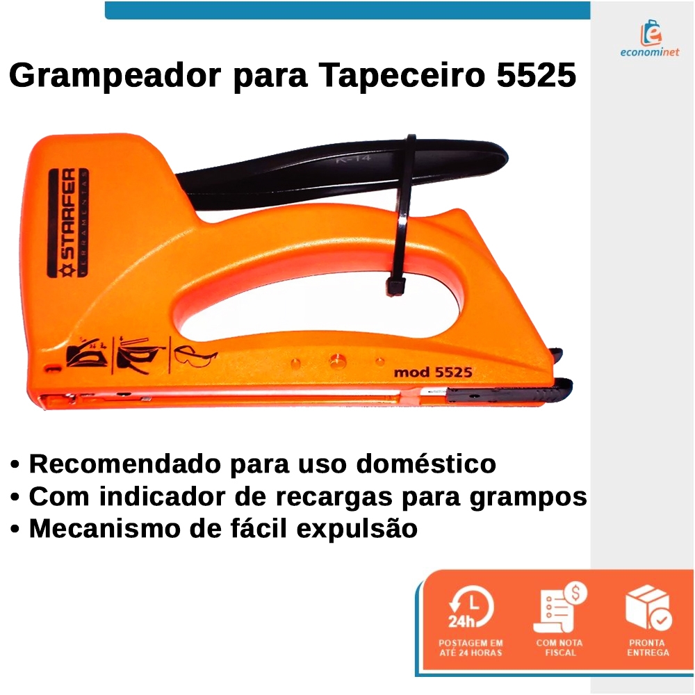 Kit Grampeador Tapeceiro Profissional ABS 5525 + 1000 Grampos 106/6mm
