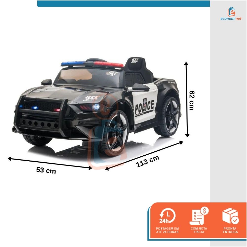 Mini Veículo Carro Motor Elétrico Infantil Bateria Polícia - Baby Style
