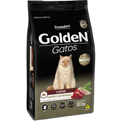 Ração Golden Gato Adulto Castrado Carne 10,1kg