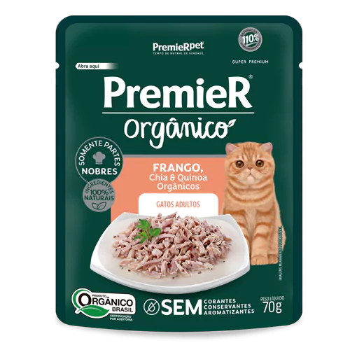 Sachê Premier Gourmet Gato Adulto Orgânico Frango 70g