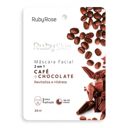 Máscara Facial de Tecido Café e Chocolate - Ruby Rose