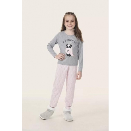 Pijama Infantil Para Menina de Panda L4804 Magiamix 