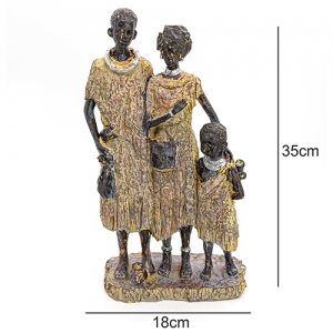 Estátuas Família Africana Com Detalhes Minimalistas