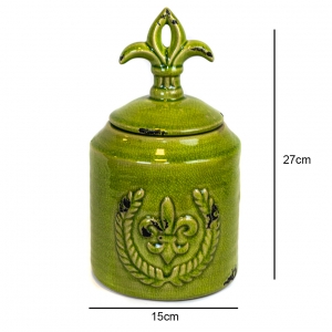 Pote decorativo de cerâmica cor verde