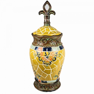 Vaso Cerâmica Amarelo Mostarda Peça Única