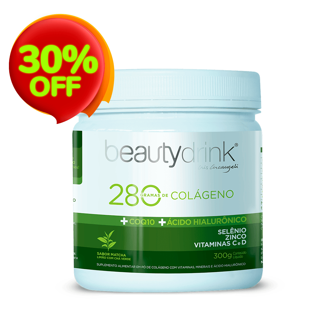 Colágeno Hidrolisado e Ácido Hialurônico Beautydrink® 300g SABOR MATCHÁ - 30%OFF  - Beautyin