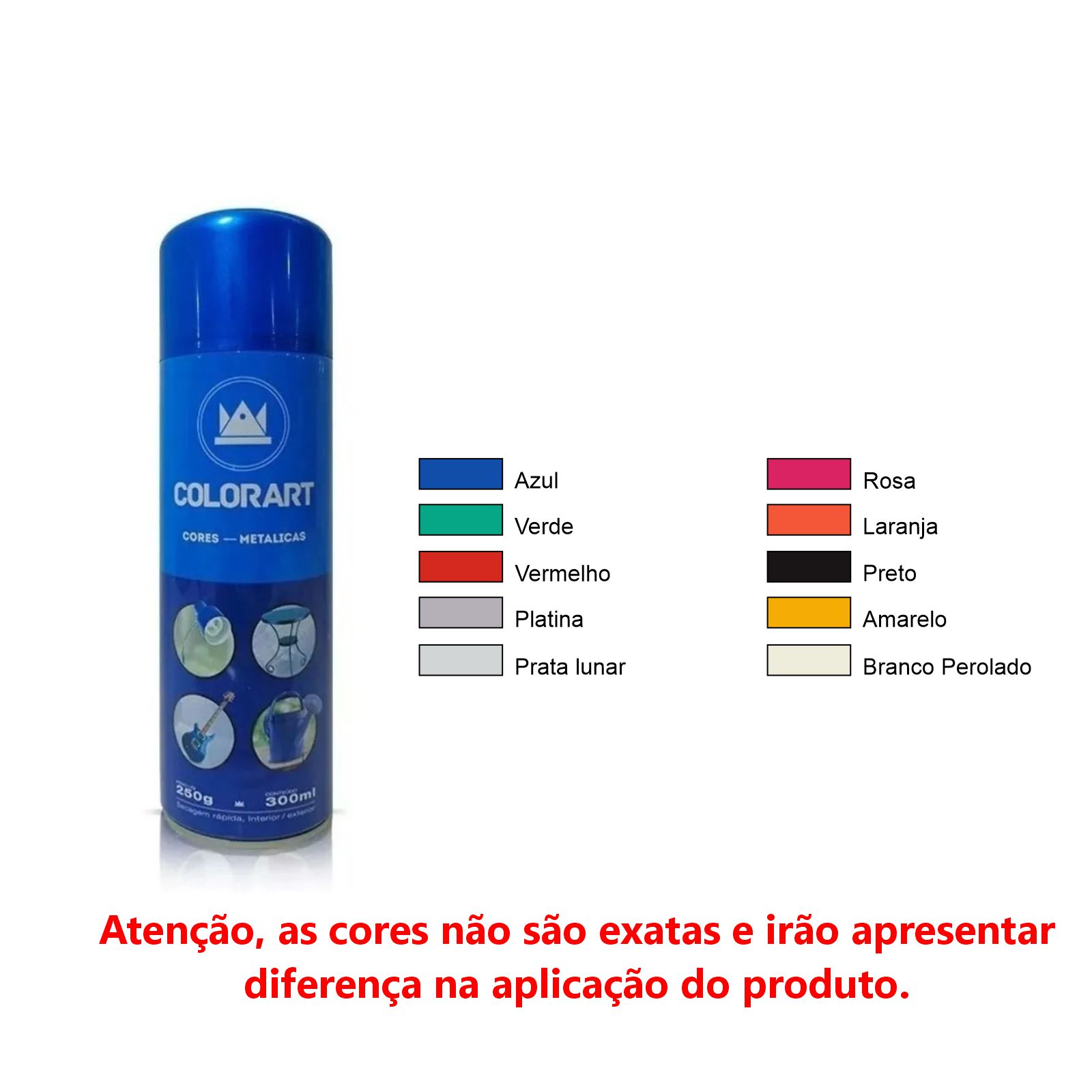 Tinta spray 300ml Preto Metalico Colorart