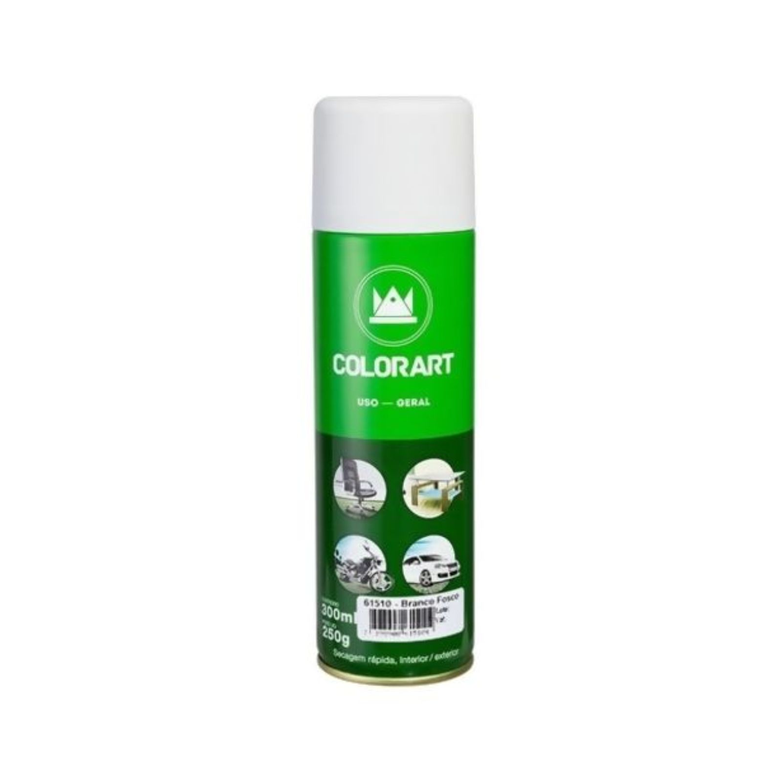 Tinta spray uso geral 300ml Branco brilhante Colorart