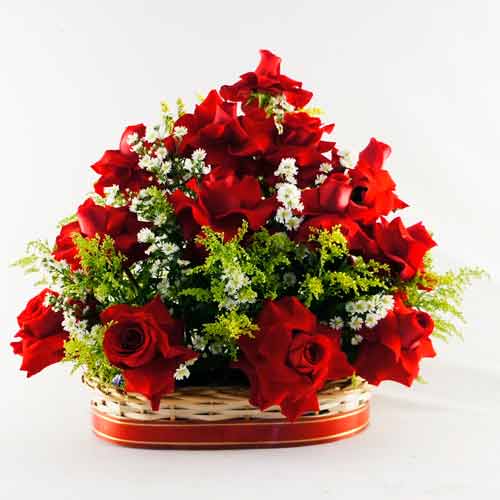Cesta de Flores Rosas Vermelhas 12 unidades  - Batista Reis - Flores Online