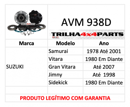 Roda Automática AVM 938D (o par) Samurai Vitara Jimny Sidekick