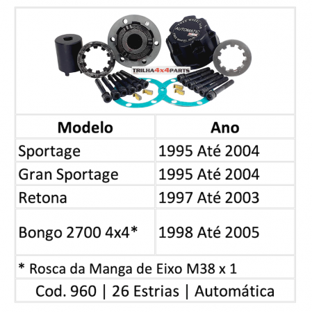 Roda Automática AVM 960 (o par) Sportage Gran Sportage Retona Bongo