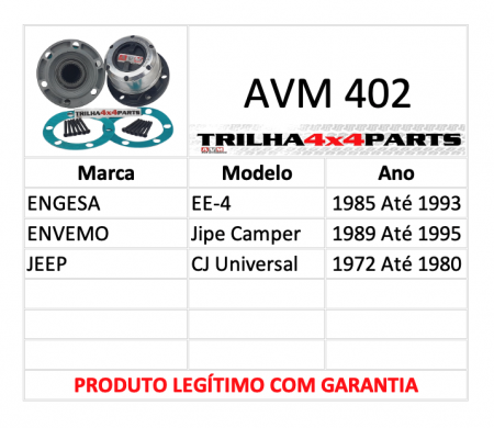 Roda Livre Manual AVM 402 (o par) EE-4 Jipe Camper CJ Universal