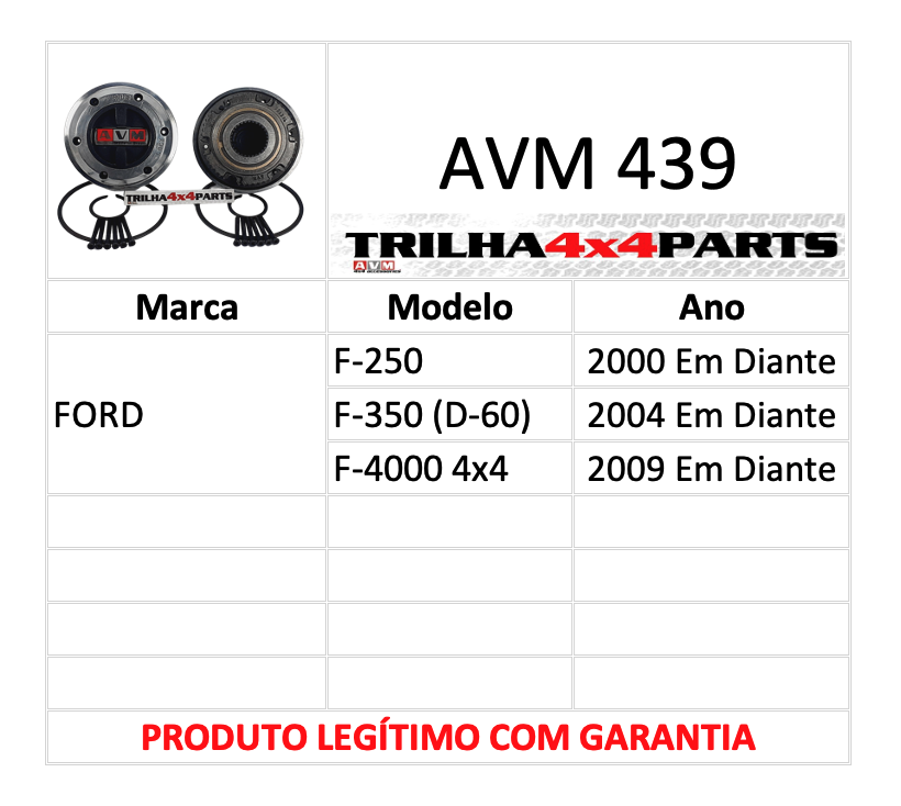 Roda Livre Manual AVM 439 (o par) F-250 F-350 D-60 F-4000